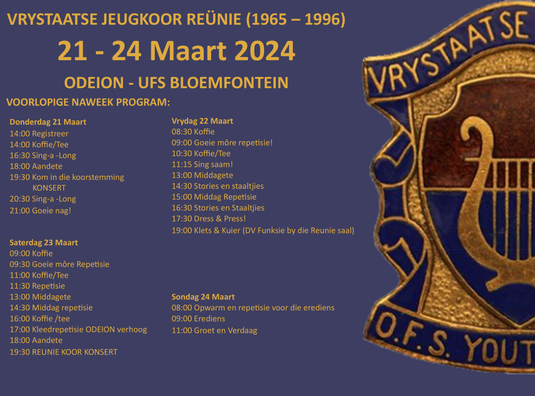 Free State Youth Choir Reunion 2024 Program