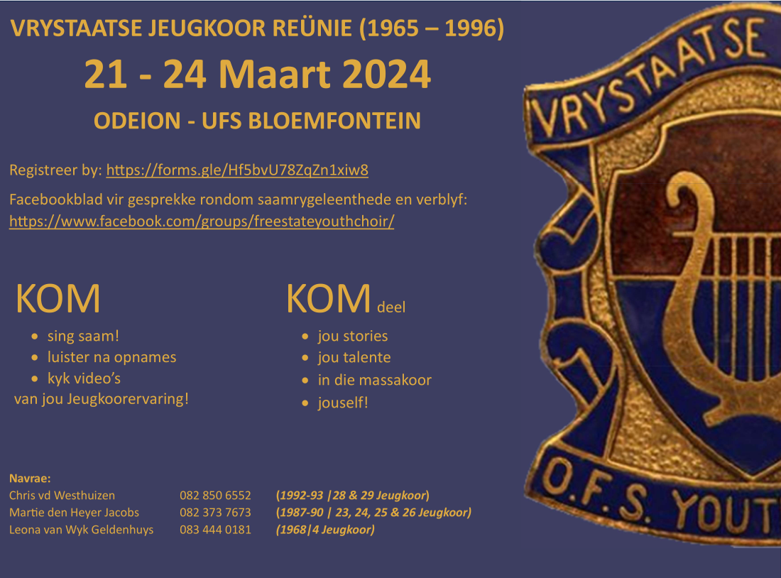 Free State Youth Choir Reunion 2024 Invite